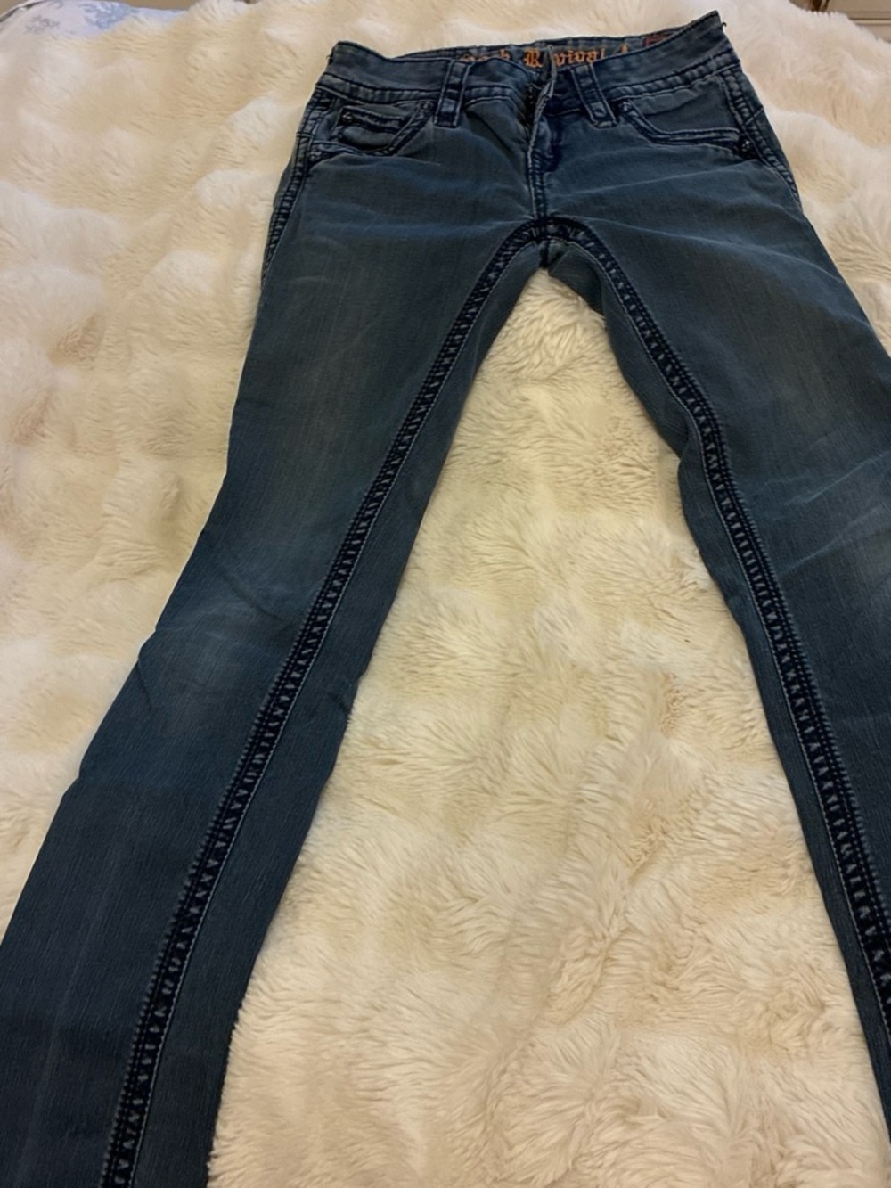 Rock Revival Skinny Jeans in Dark Blue Wash